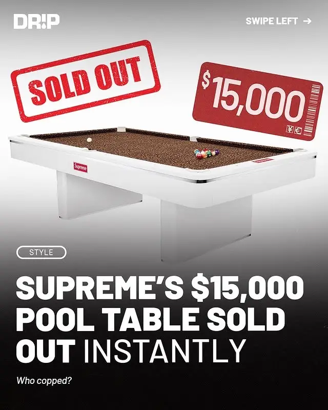 Who copped Supreme's $15k pool table ⁉️ #Supreme #Streetwear #Hypebeast #StreetStyle 