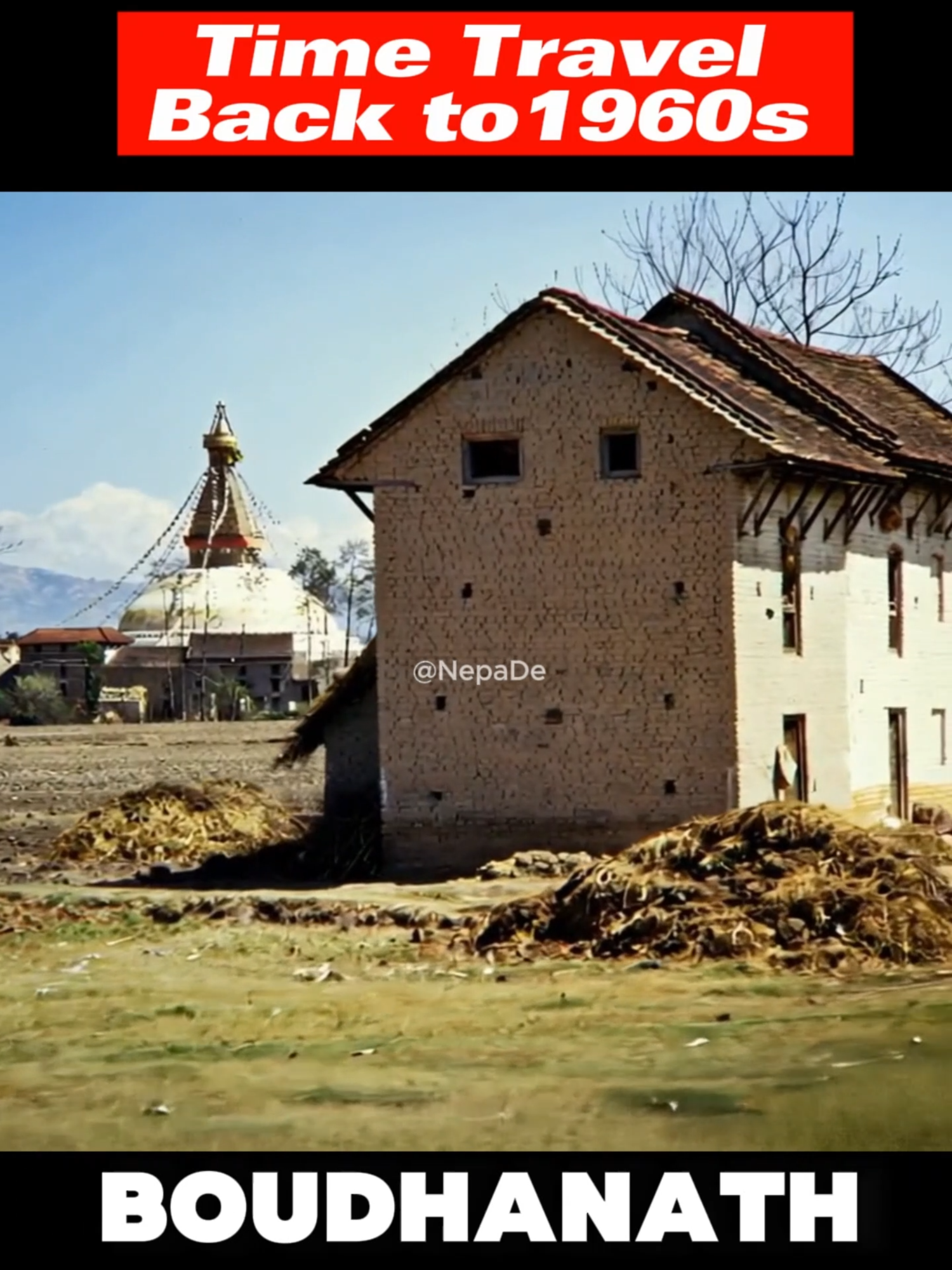 BoudhaNath Stupa Kathmandu in the 1960s - Old Kathmandu Old Nepal #oldkathmandu #oldnepal #boudhanath_stupa #boudha #boudhakathmandunepal💗 #boudhanath_stupa🙏