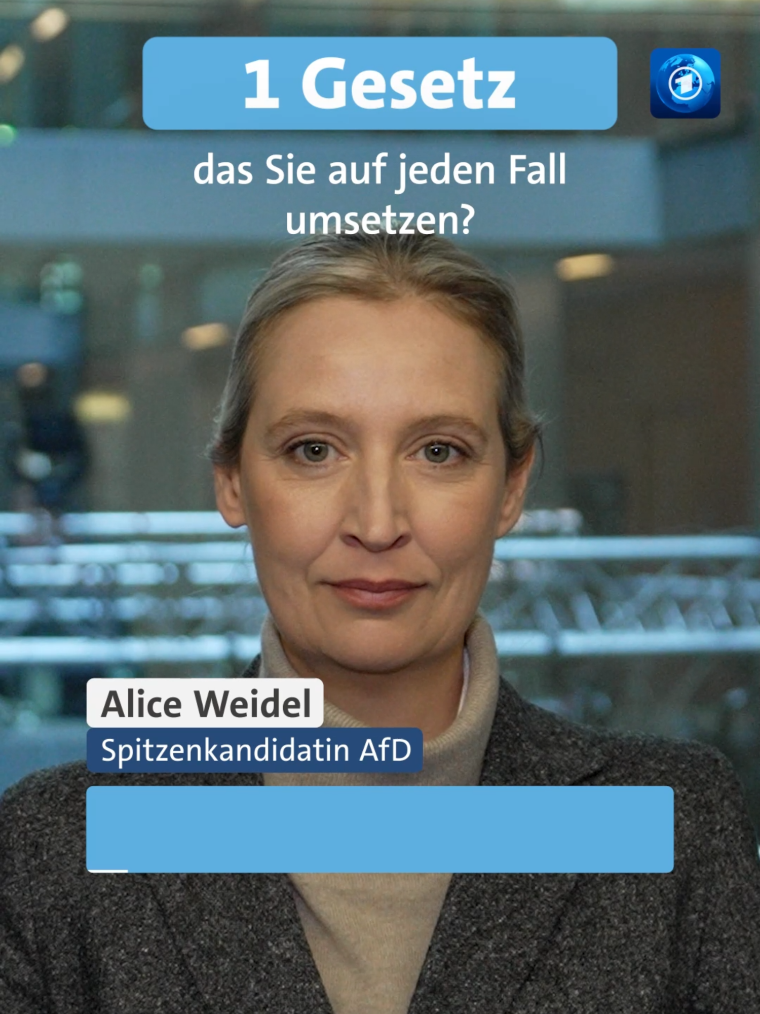 Vier Fragen, 15 Sekunden Zeit zu antworten – mit Alice Weidel, AfD #tagesschau #bundestagswahl #afd #weidel