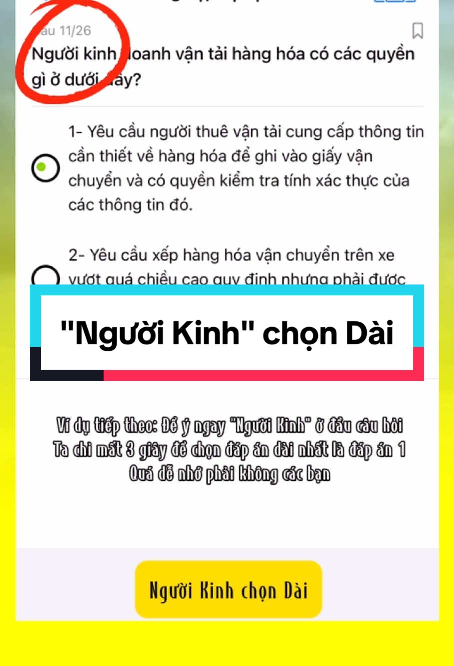 Tiếp tục mẹo để giúp các bạn tự tin hơn khi thi lý thuyết lái xe nhé 🥰 #600caulythuyetlaixe #meo600cauhoilythuyet #hoclaixeoto #hoclaixeb2 #hoclaixe #lythuyetlaixe 