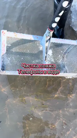 Чистка пляжа совком от телефонов