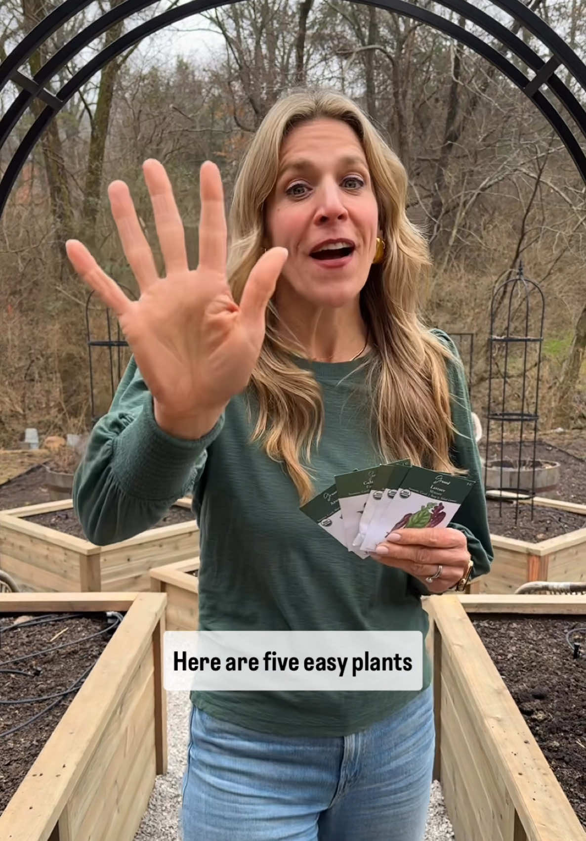 Here's how I plant all these together 👇   But first go to my bio to sign up for my Spring Garden Workshop! Now for the way to plant all of these together in one bed--- Peas on the trellis-growing vertically! Radishes along the edge of the trellis-loads of root crops that grow well right alongside the peas Spring mix & Arugula-plant these along the edges of the bed in rows-harvest lettuce every day! Calendula-plant these seeds in the corners of the bed so they protect your lovely plants from pests & look beautiful! I'm praying the sun melts the snow and I can get out and plant some seeds in the next week-here's hoping it's warming up near you too!  #garden #seeds #spring #plants #gardening #gardening101 