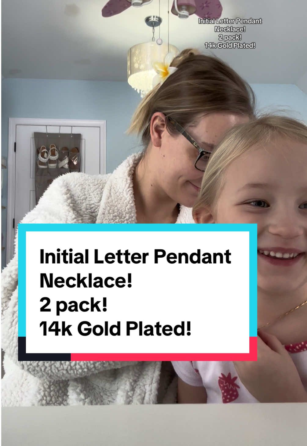 Initial Letter Pendant Necklace!  2 pack!  14k Gold Plated!  Charlotte and I love them!! Thank you!! 🥰❤️🫶 #motheranddaughter #jewelry #necklaces #letternecklace #initialnecklace #giftsforher #fyp #affordablejewelry #ttsdeals #MomsofTikTok 