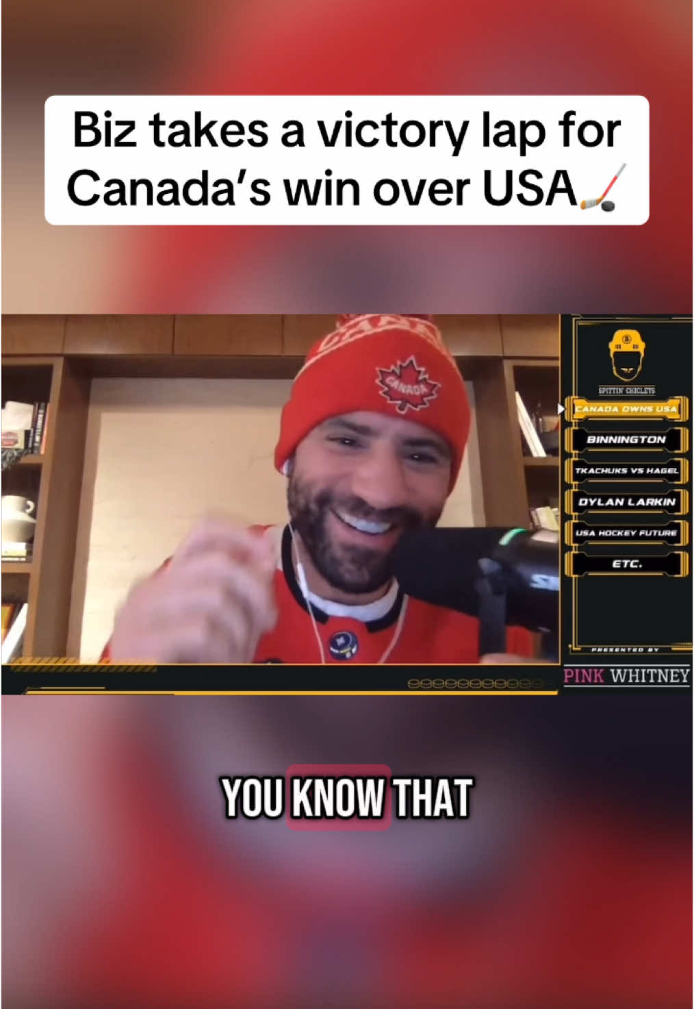 Biz celebrates Canada’s huge W over the United States @Spittin Chiclets #barstool #barstoolsports #fyp #CapCut 