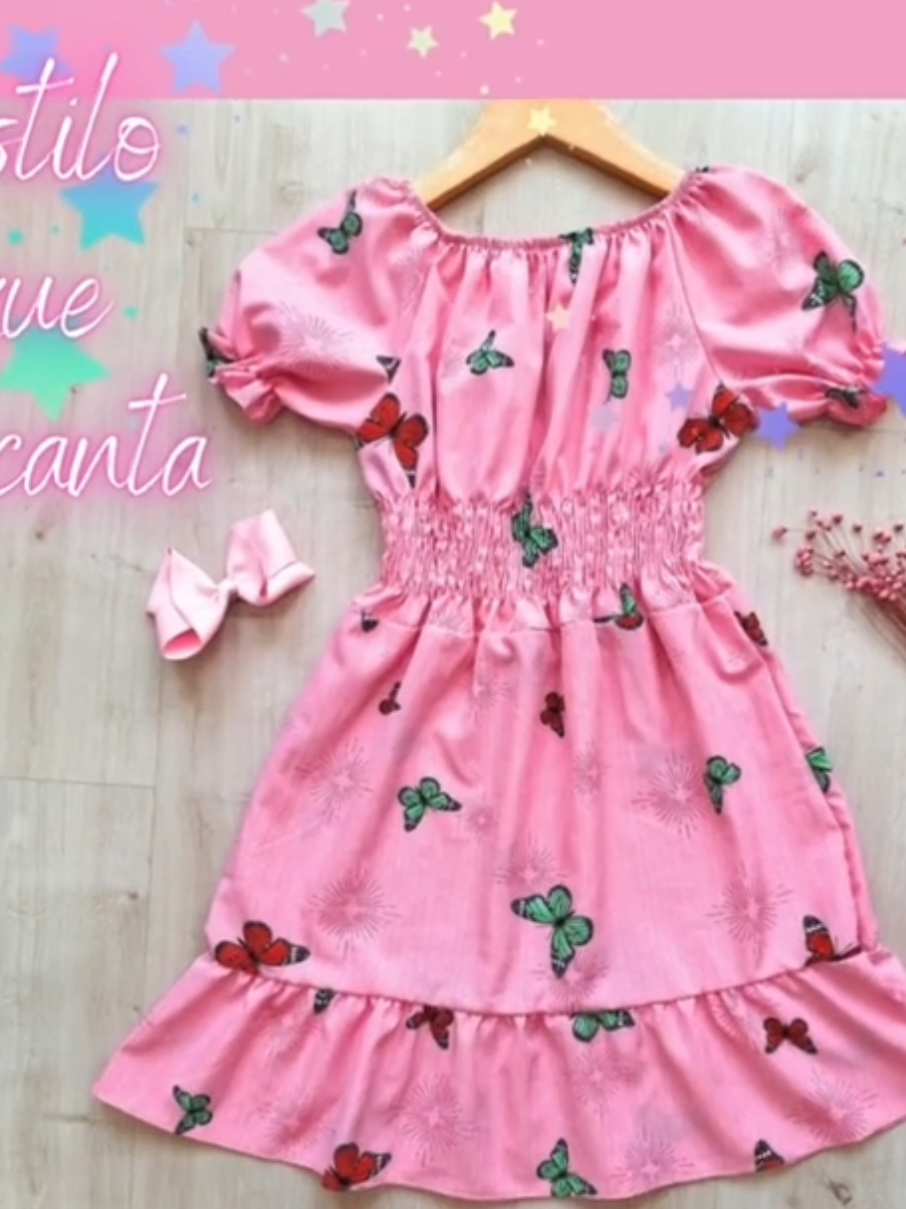 Vestido Ciganinha verão🩷link na bio 🩷  #modainfantil #modamenina #vestidoverao