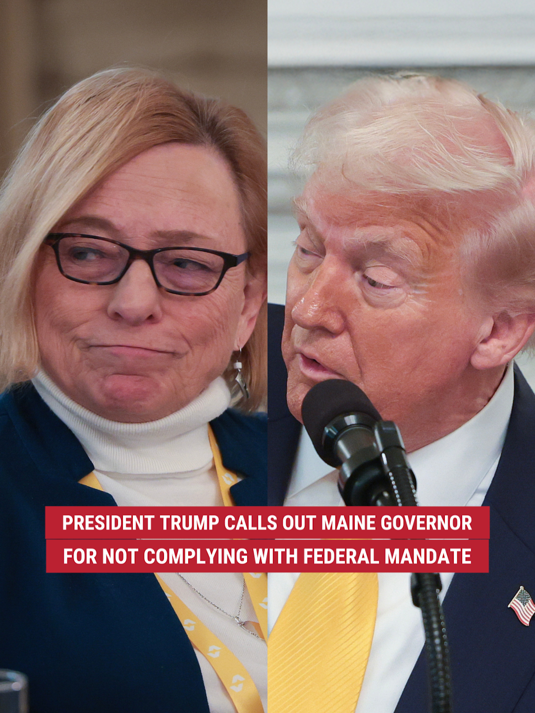 President Trump calls out Maine's governor right to her face for not complying with an executive order on men playing in women's sports.