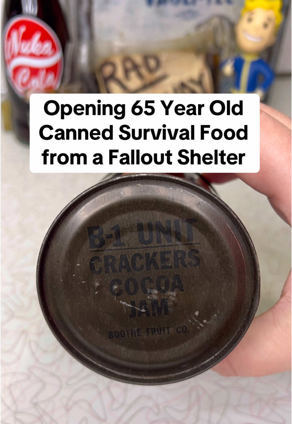 Opening 65 Year Old Canned Survival Food from a Fallout Shelter! #fallout #fallouttok #mrsfallout 