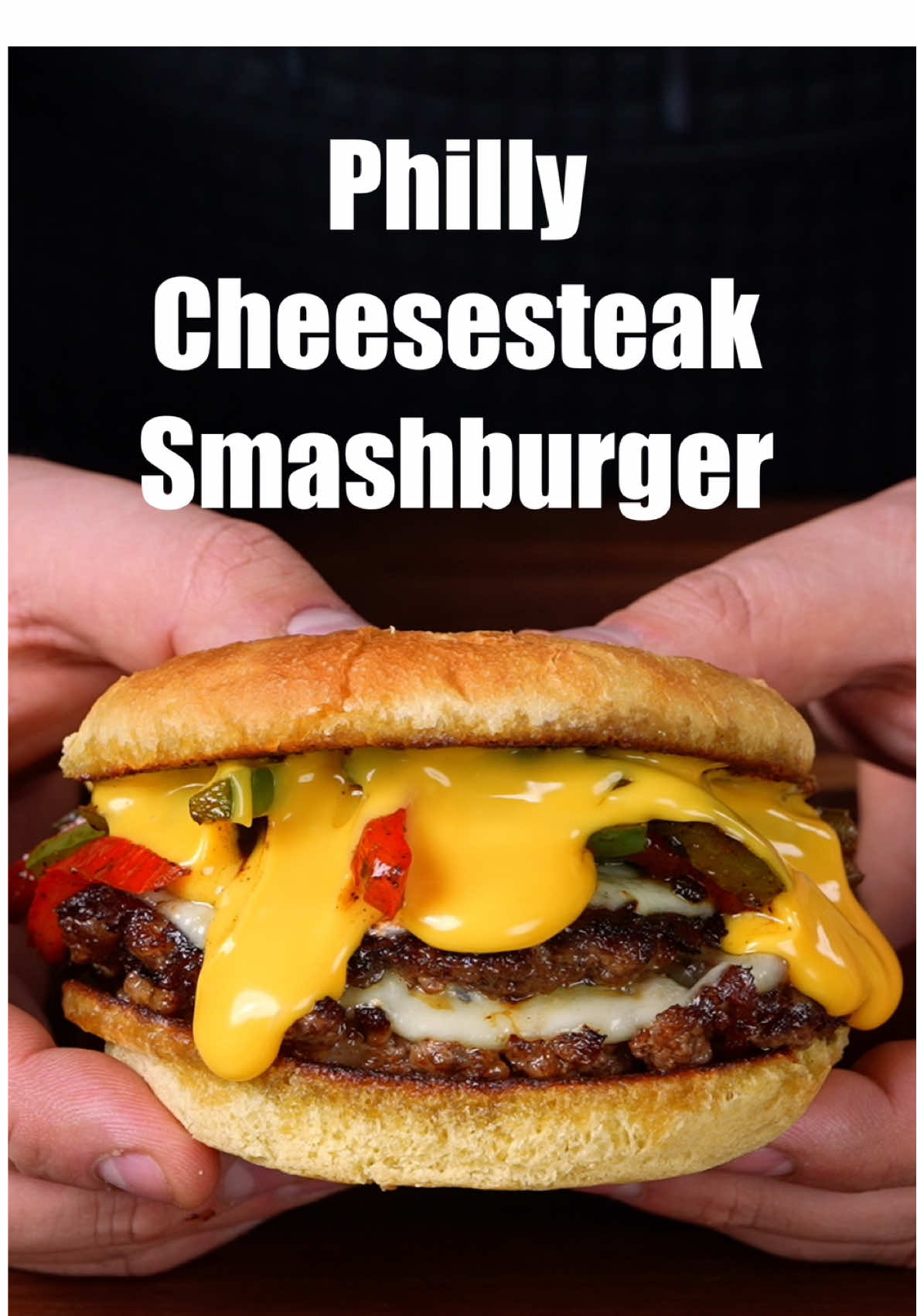 Yup… this is the one!!  What other foods do you want to see me smashburgify?!  Burger: • 1 1lb ribeye steak, well marbled • 1/4 cup diced white or yellow onion • @Lawry’s Seasoning seasoned salt • provolone cheese • sliced red and green bell pepper • potato buns toasted in butter or mayo  • kraft cheez whiz 1. Start by thinly slicing, then mincing a ribeye to an almost ground beef consistency. You can use a food processor, but a knife does the trick and has a little more control! You want it to be slightly more chunky than ground beef.  2. Add the diced onion, mix/chop a bit more until everything is evenly spread throughout. Then form into 4 equal size ball, and set aside at room temp for 30-45 mins. 3. After the beef has warmed up which will help soften the fat and make it much easier to smash/hold together, Heat a griddle or skillet over medium high heat. Then place each ball down and smash into the griddle, just make sure it’s not too thin. The texture here can fall apart if you do!  4. Season with some seasoned salt, then after about 2 mins flip the burgers over but make sure you carefully scrap them up to avoid breaking it apart! Then top with cheese and let that melt.  5. Remove the burgers after the cheese melts, then cook the optional bell peppers right in the beef fat for 4-5 mins or until slightly charred and softened.  Then toast the buns and you’re all set to put it together! 6. Cheez whiz goes on the bottom bun, followed by 2 Patties, the optional bell peppers, more cheez whiz, then the top bun! Enjoy!  Knives - @Dalstrong / @Messermeister  #cheesesteak #phillycheesesteak #smashburger #burger #Recipe #food #Foodie #foodiegram #foodiesofinstagram 