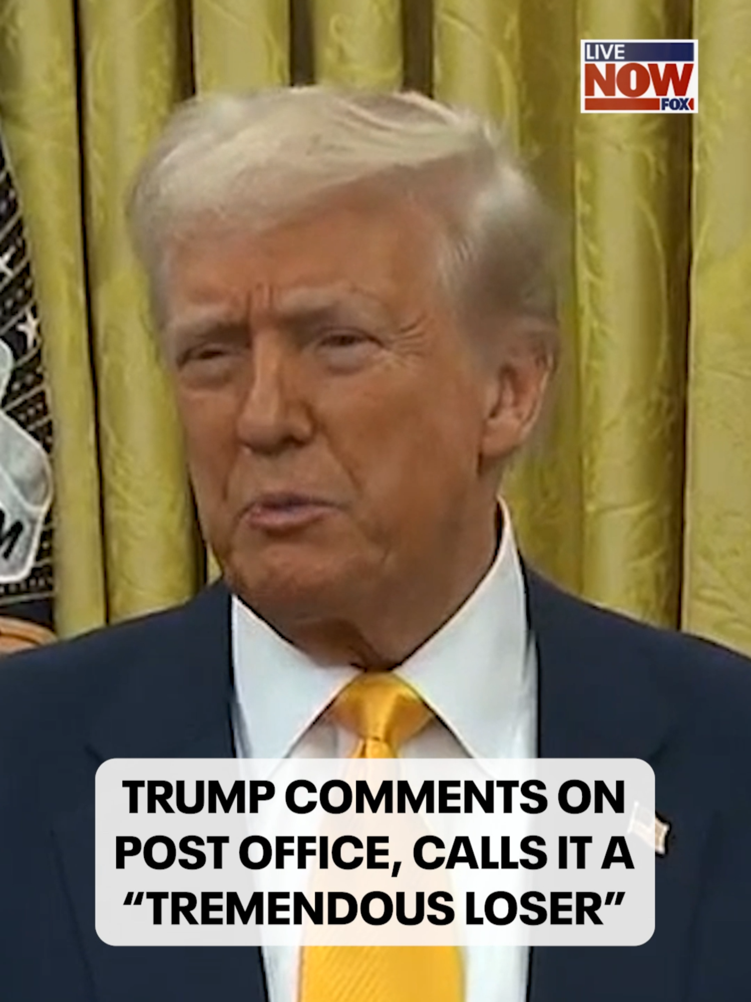 President Donald Trump answered questions from reporters in the Oval Office after the swearing in ceremony for Howard Lutnick as his secretary of commerce.   Trump was asked about a range of topics including the United States Postal Service (USPS). 