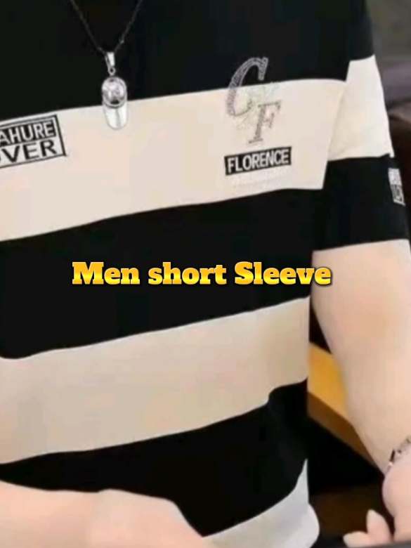 Men short Sleeve Stripe T-shirt  #tshirt #menswear #stripetshirt #koreanstyleoutfits 