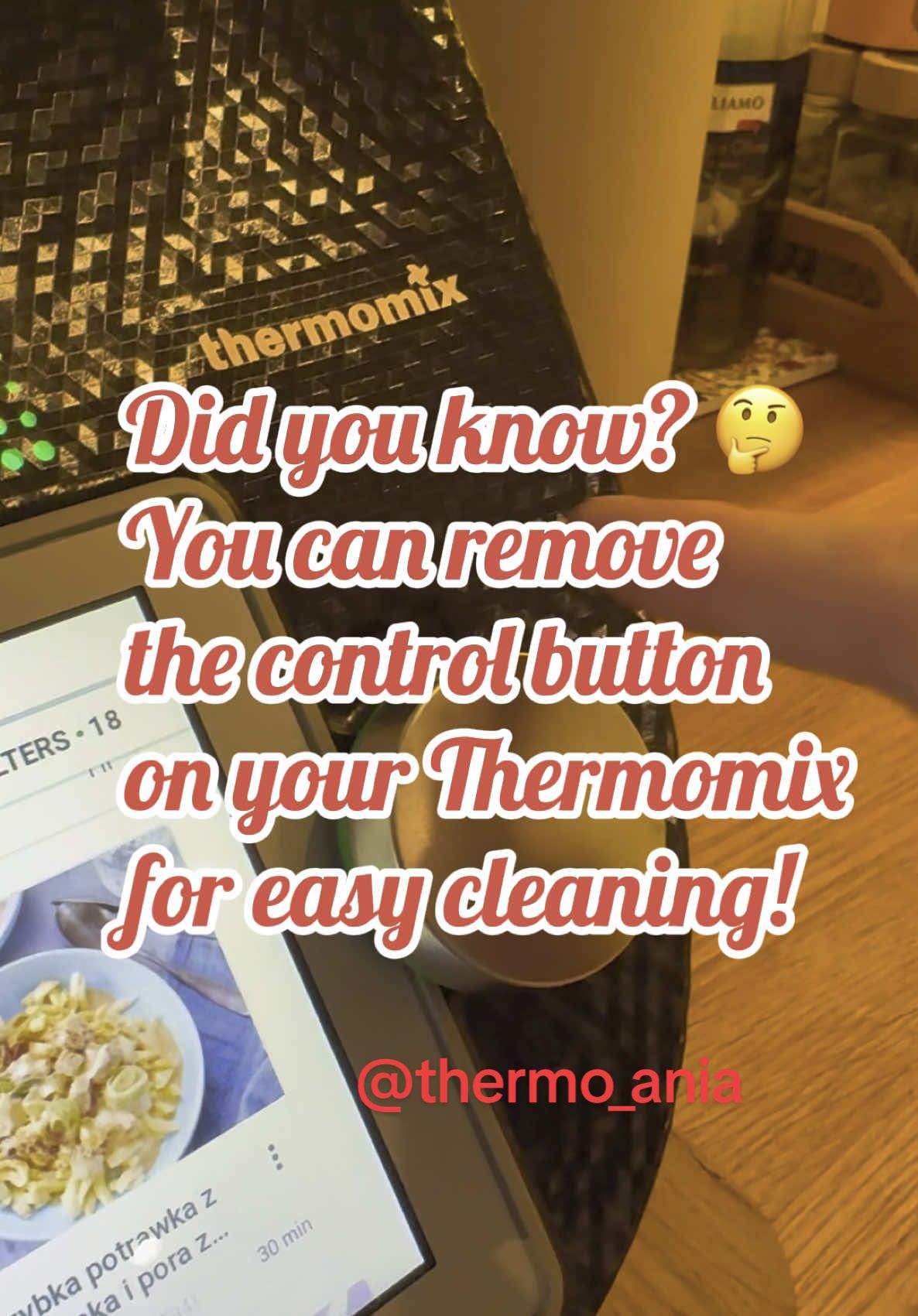 Did you know? 🤔 You can remove the control button on your Thermomix for easy cleaning!” How to do it:  1️⃣ Pull Out – Gently pull the control button off. 2️⃣ Clean It – Wipe underneath and around the button. 3️⃣ Push Back – Snap it back into place—good as new! 🎉 Tada! Like new again! Want more Thermomix tips? Follow me & give me a thumbs up! 👍 Follow me for more tips With Love  Anna KacMarek  Your thermomix consultant/  team leader ☎️07979124278 #cleaningtips #madeinthermomixuk  #thermomixukandireland #tipsandtricks @thermo_ania #thermomix #thermomixadvisoruk #happycleaning #didyouknowthat 