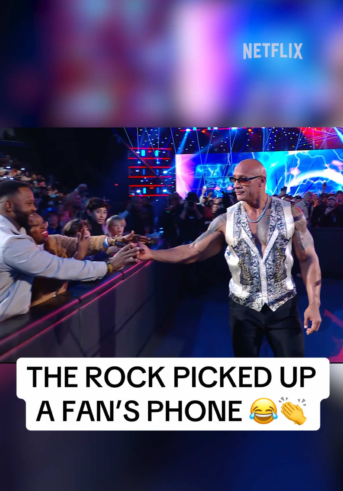 These fans were HYPED after #TheRock picked up their phone 😂📱 #WWEonNetflix #WWE #SmackDown  