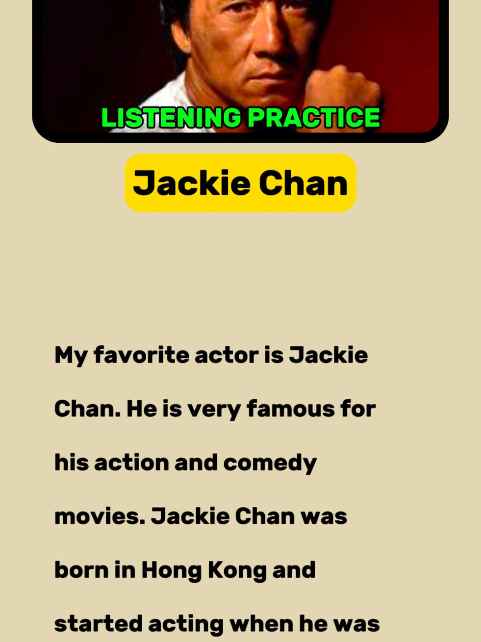 Jackie chan. #learnenglish #improveyourenglish #speakenglish #practiceenglish #english #listeningpractice 