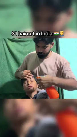 $1 haircut in India #india #barber #headmassage #massage #asmr 