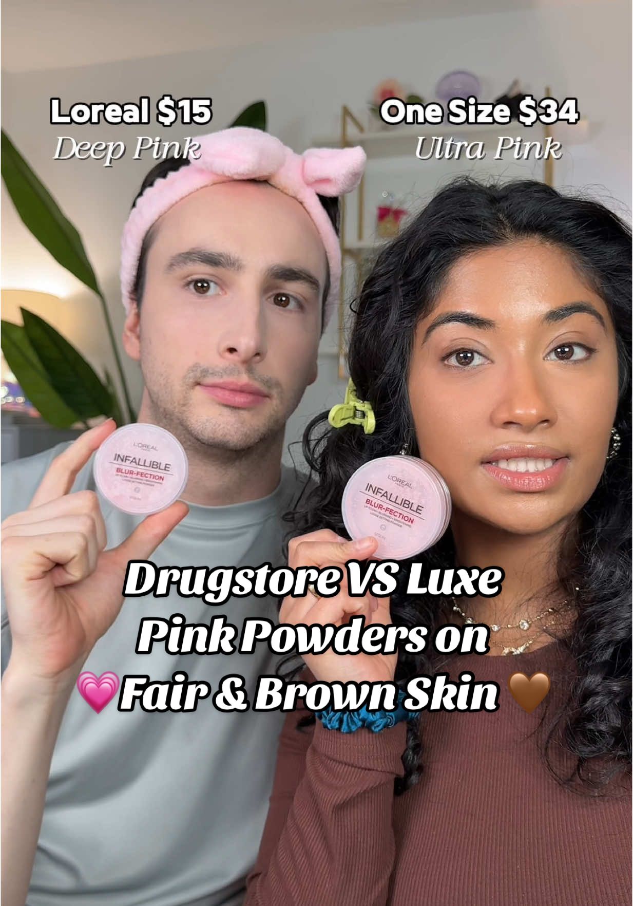 🚨NEW🚨 LOREAL PINK POWDERS VS HUDA PINK POWDER & ONE SIZE PINK POWDER on Fair & Brown Skin 🤎💗👀  @loréal paris usa @ONE SIZE BEAUTY #pinkpowder#drugstorepinkpowder#lorealultrablurpowder#lorealpinkpowder#drugsoremakeup [pink powder brown skin, drugstore pink powder, Loreal ultra blur powder, Loreal pink powder, pink powder fair skin] 