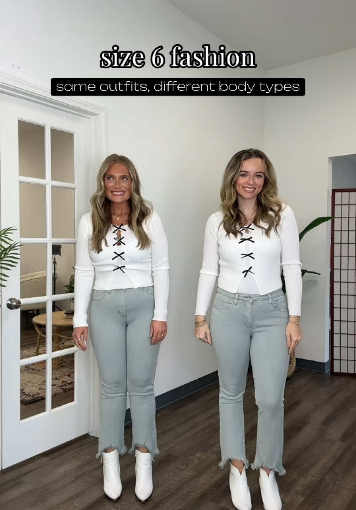 3 NEW classic outfits we’re loving 🖤 size 6 fashion ~ same outfits, different body types!! details in the comments 🪩  #samefits #differentsizes #fashion #inspo #dance #dancing #sizes #trendy #jeans #howtostyle #affordable #affordablefashion #trendyclothes #trendylook #outfitideas #OOTD #hacks #basics #easy 