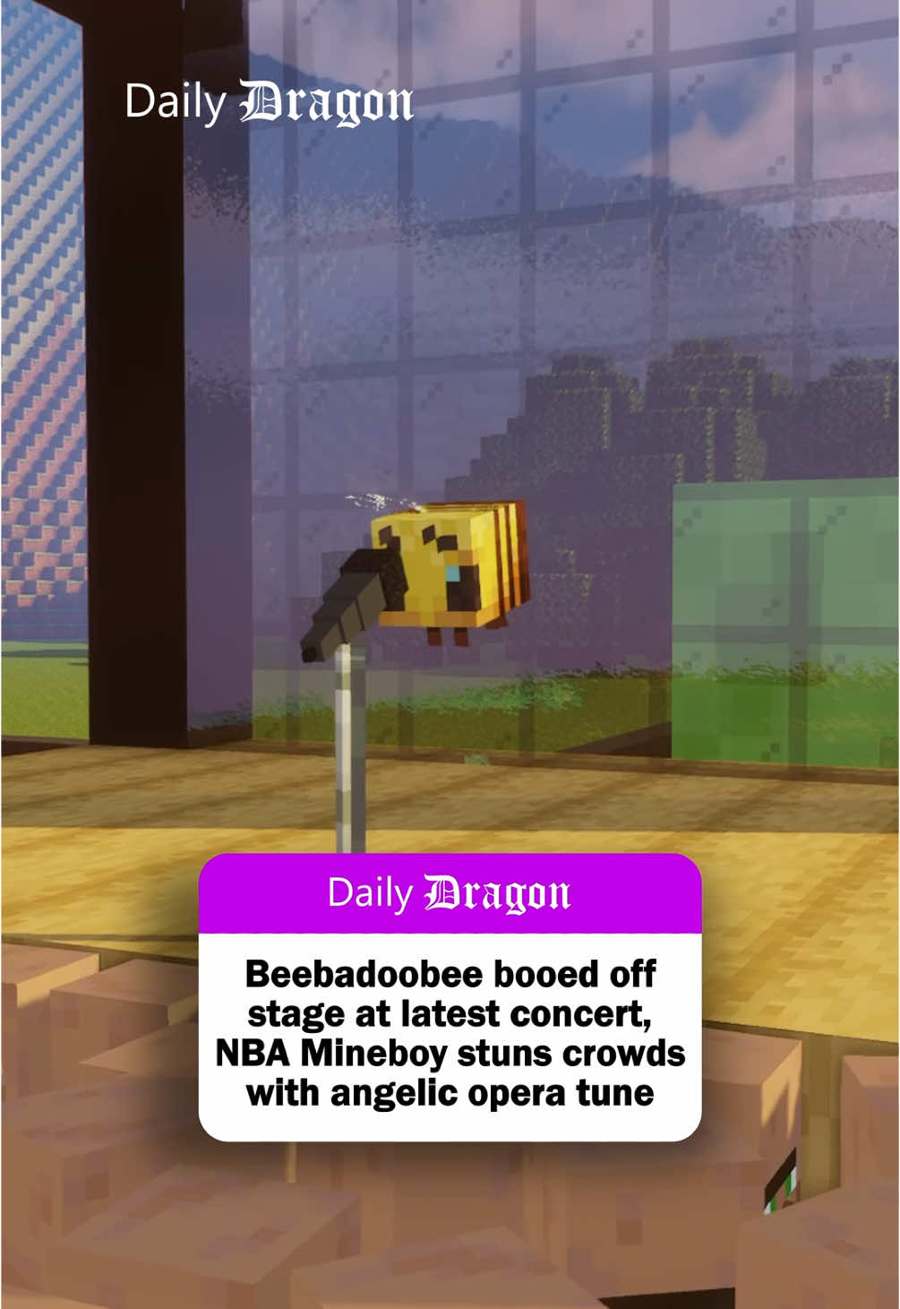 Beebadoobee was booed off stage at her latest performance in Slime Square, and NBA Mineboy saved the day with an emotional opera performance that left crowds in awe #minecraftnews #beabadoobee #dailydragon #dailydiamond #dailyemerald 