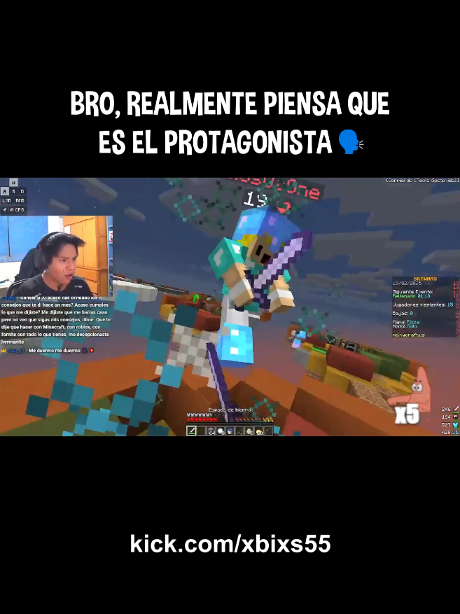 Se cree el protagonista #clips #clipsdekick #discord #viralvideos #parati #kickperu #viral #kickperu💚 #xbixs55 #kickclips #Minecraft #foruyou #minecraftmemes #minecraftskywars #mejoresmomentos 