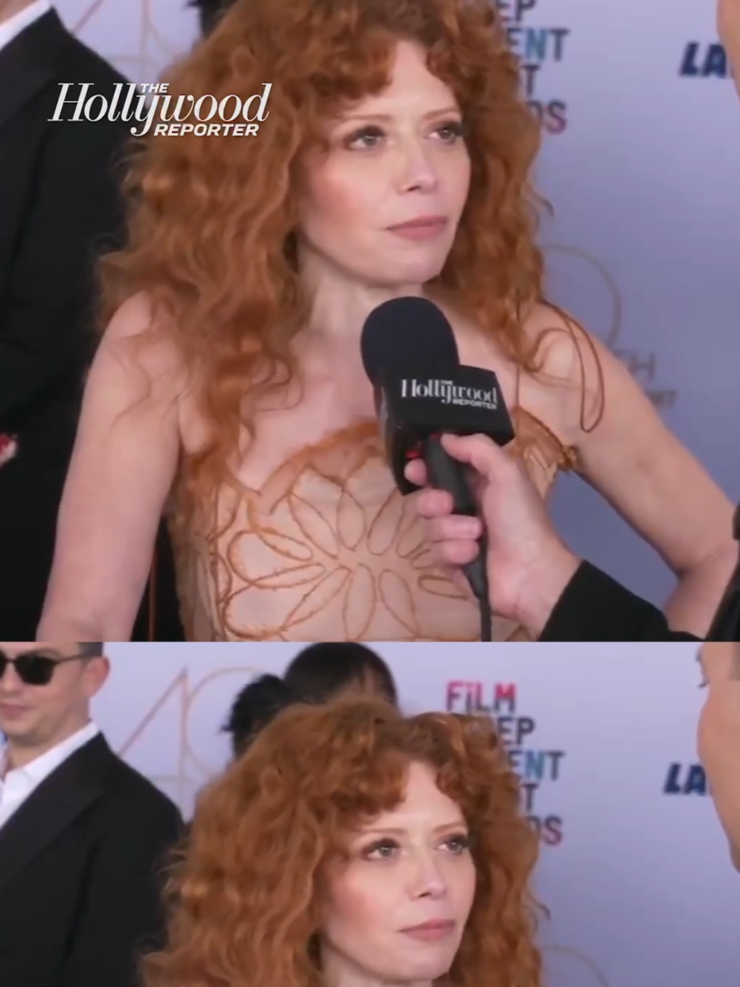 at the #spiritawards, #natashalyonne shares hints about her role in the new #smurfs animated movie, where she's working with #rihanna