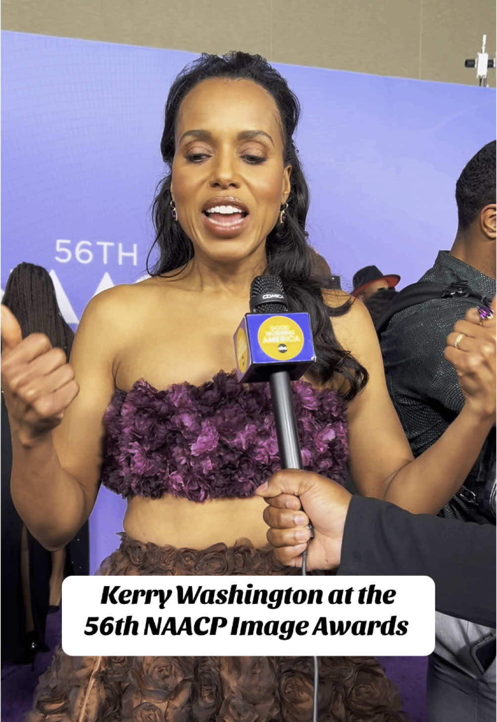 Kerry Washington discusses her projects that are nominated and her new memoir here tonight at the NAACP Image Awards #kerrywashington #naacp #naacpimageawards 