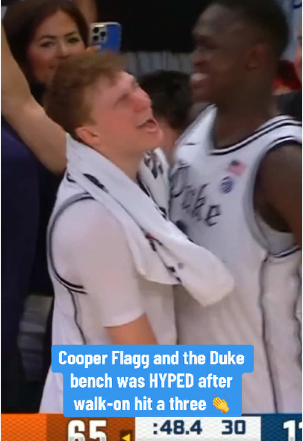 Duke walk-on Spencer Hubbard had the crowd and his teammates fired up 🙌 #collegebasketball #duke #basketball