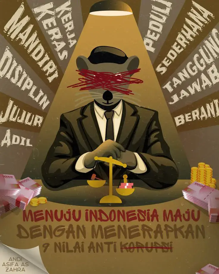 ib poster: @jokiees__ nih gais buat bahan referensi poster mu ANTI KORUPSI yh gaiss #antikorupsi  #masukberandafyp #poster #stopkorupsi #pejabat #canva #foryou #moots? #bissmillahfyp #xybca  #fypgaknih #canvadesign #canvatutorial #viral  #sukatani #negarakonoha #jokiposter 