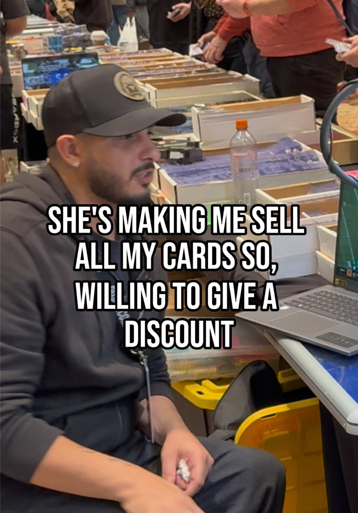 SHE’S MAKING ME SELL MY CARDS. ☹️ Just kidding she’s not, but it’s always fun to play along with. Lol Looks like Four Shohei’s have found a new home! With @breakingblonde624 and @mikey.sanzzz at the Front Row Card Show. . Talon February Partners: @ultraprointl @sportswaxpromotions (See you in Kannapolis, Nc March 1st!) . #baseballcards #sportscards