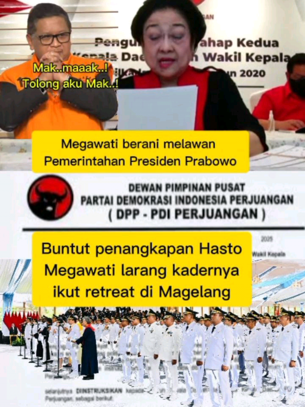 Kader PDIP dilarang ikut retreat di magelang  #hastokristiyanto #megawatisoekarnoputri #prabowo 