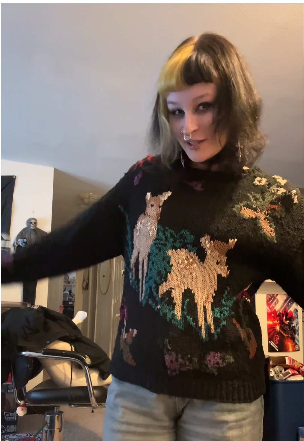 SWEATER REVEAL #sweater #depop #deer #OOTD #outfit 