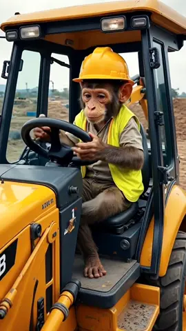 Monkey driving jcb #morelstories #cartoonstories #aivideo #monkey #funny #usa #uk 