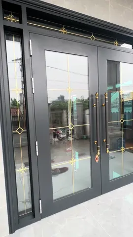 Cửa bản cánh lớn 180 mở quay màu xám đá