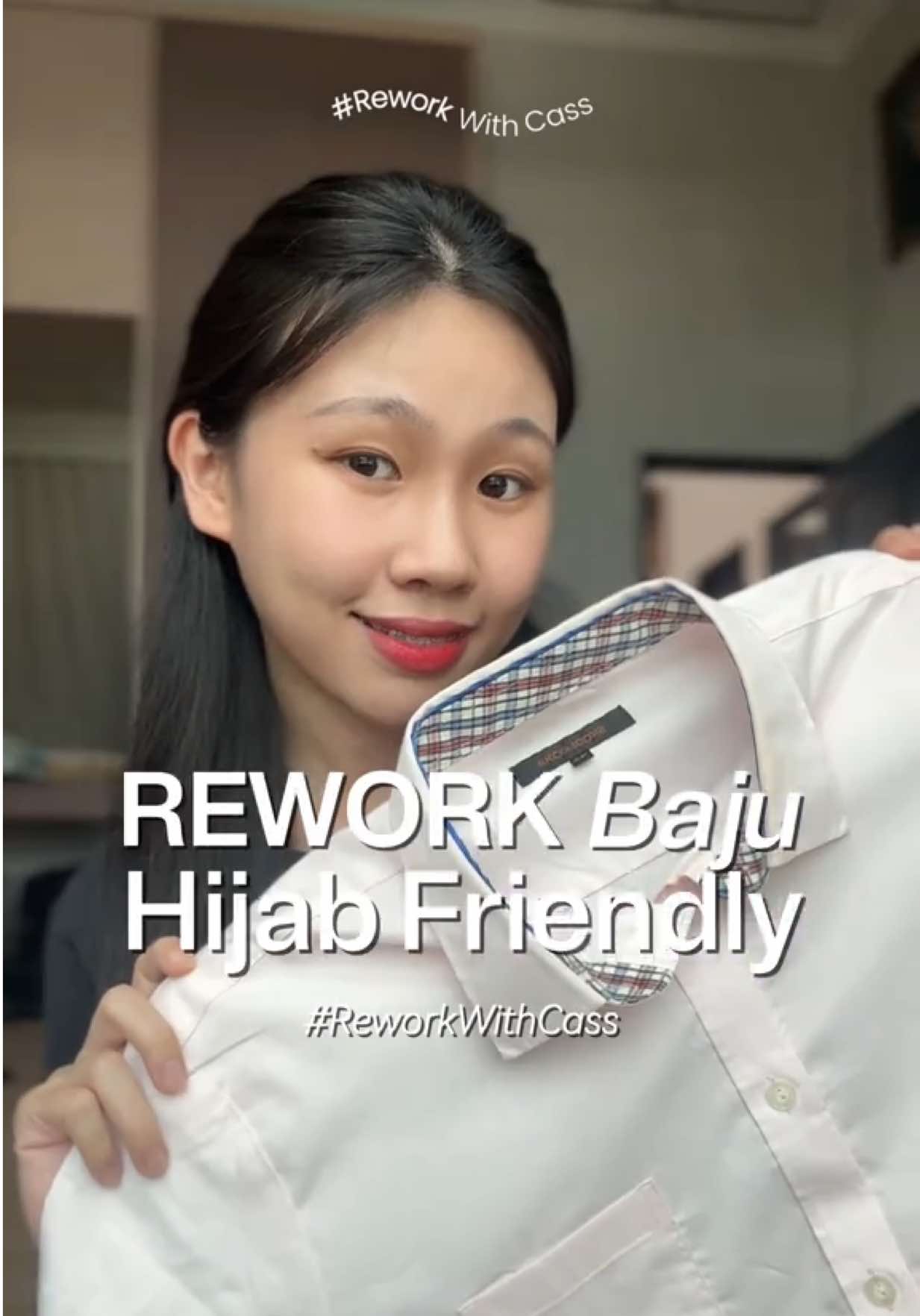 Akhirnya kepikiran design yang hijabfriendly 🧕💕!! #reworkwithcass #thriftflip #sewingtiktok #upcycledfashion #fashiondiy #pinterestoutfit #hijabfriendly 