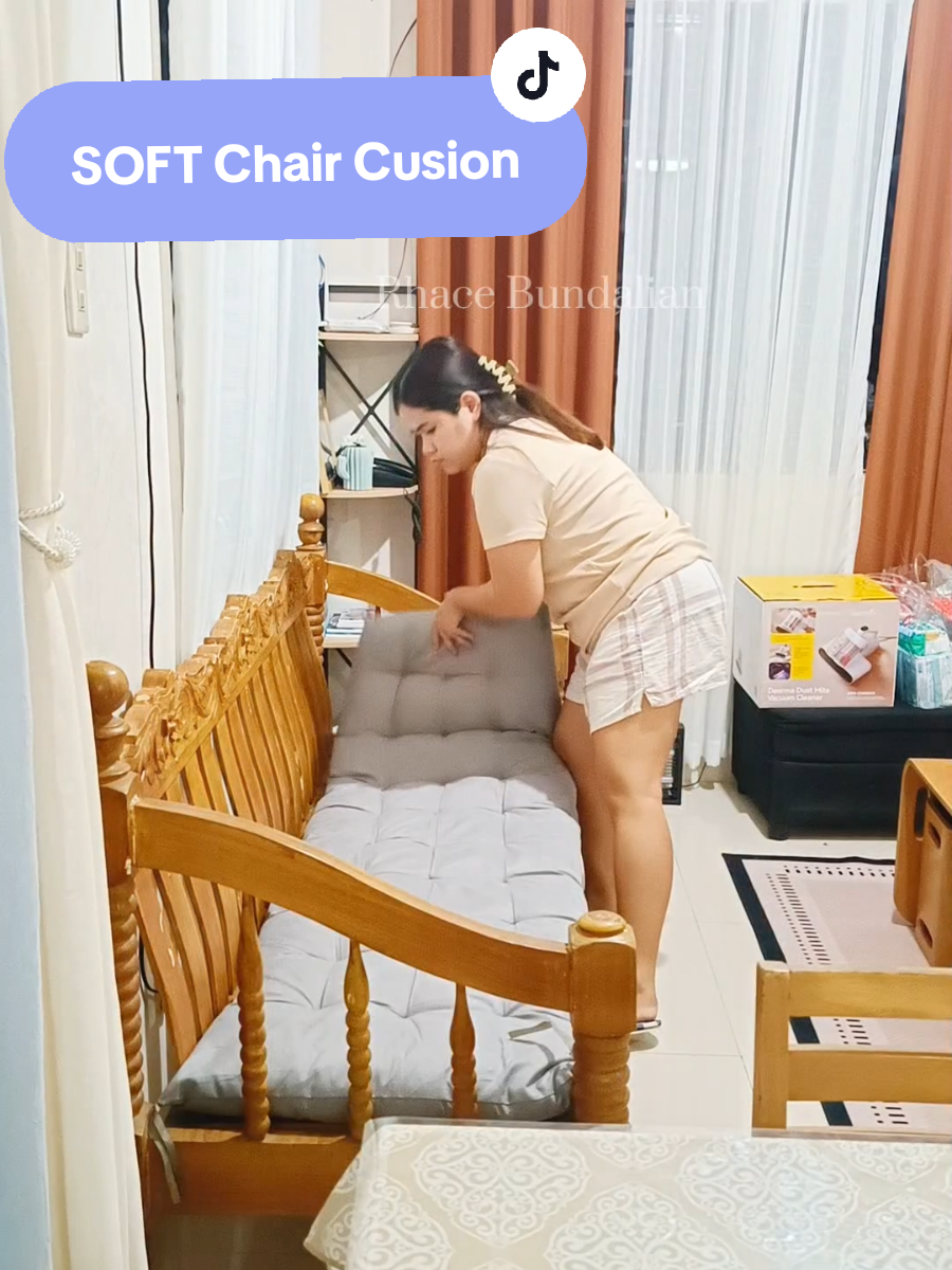 Mas comfortable na to sit sa wood chair namin using this Long chair cusion!  #Home #homeimprovement #livingroom #livingroomupgrade #simplehomestyle 