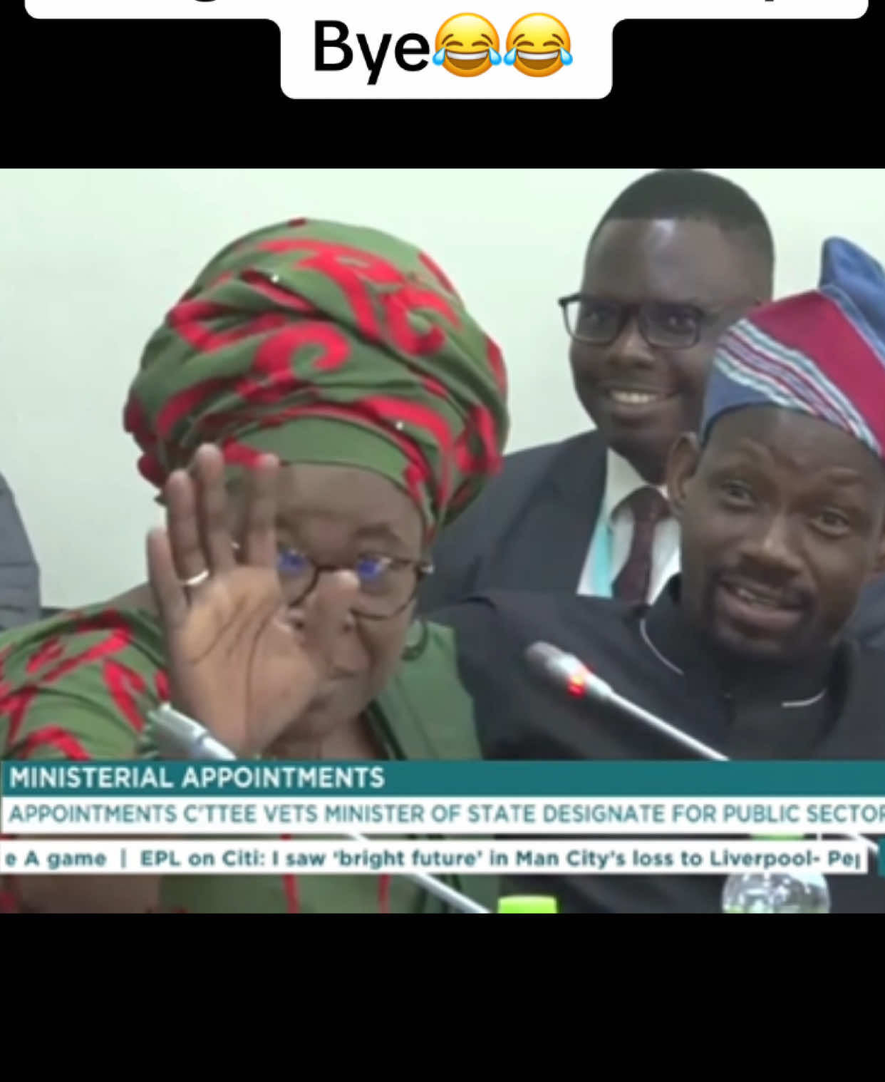 “Congratulations and bye bye!”- Hajia Laadi Ayamba delivers her signature ‘outro’ to Lydia Lamisi Akanvariba, Minister of State-designate for Public Sector Reforms, for the ‘enjoyment’ of her expectant TikTok fans during her vetting. #ChannelOneNews 