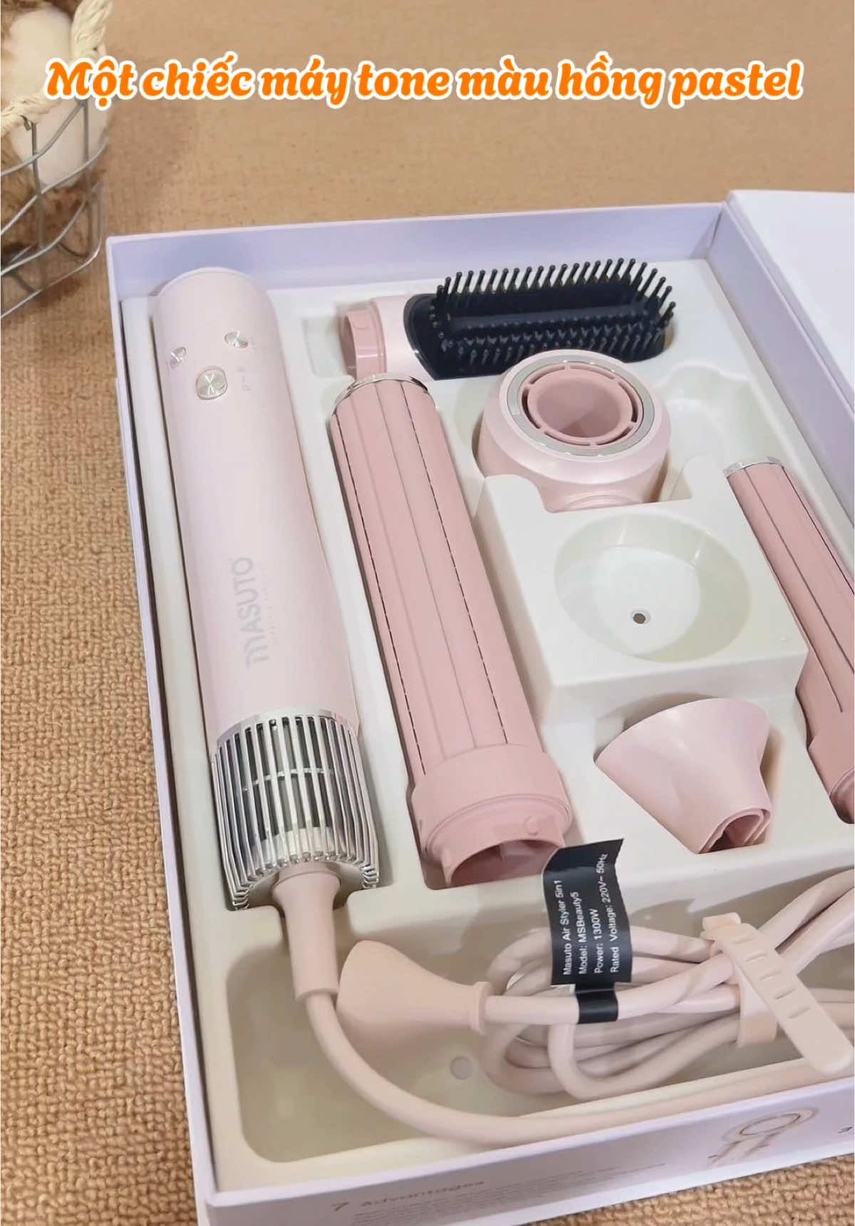 Một chiếc máy sấy tóc màu hồng pastel mà chị em nào cũng mê nha, siêu tiện lợi mà chỉ có hơn 1 củ 🍠 #maysaymasuto #maysaydanang #masuto #maysay5in1 #jinpt #fpyシ #xuhuongtiktok #unboxing 