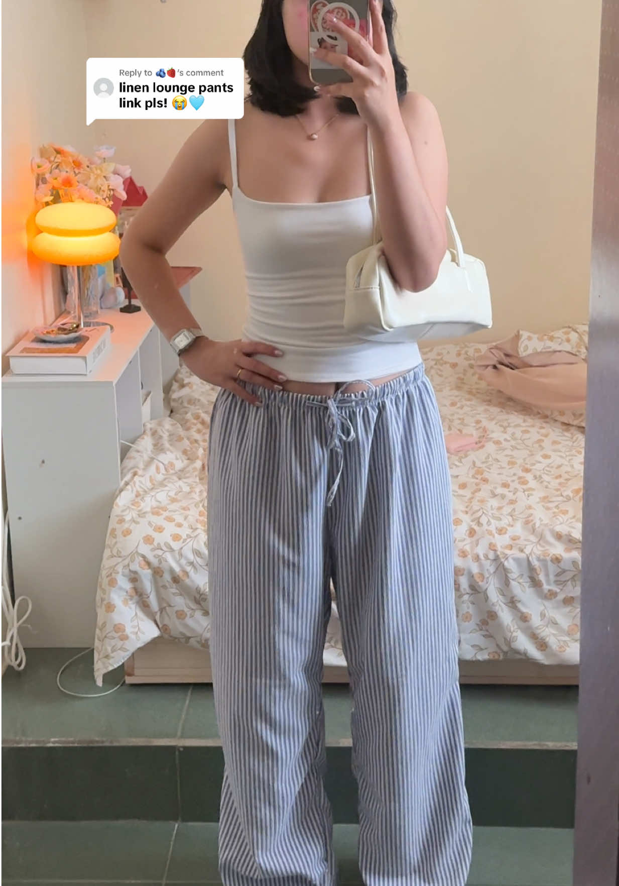 Replying to @🫐🍓 coziness level: 100/10! 🤝🏻☁️ stripes lounge pants from tiktok shop — available in regular & plus size 🥰 #loungepants #stripepants #comfyoutfit #linenpants #affordablefashion #summerpants 