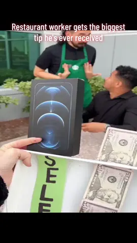 Restaurant worker gets the biggest tip he's ever received #emotion #emotional #surprise  #fyp #cry #moment #gift #help #heart  #trending #usa 