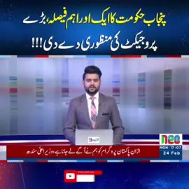 پنجاب حکومت کاایک اوراہم فیصلہ،بڑےپروجیکٹ کی منظوری دے دی!!! #NeoNews #BreakingNews