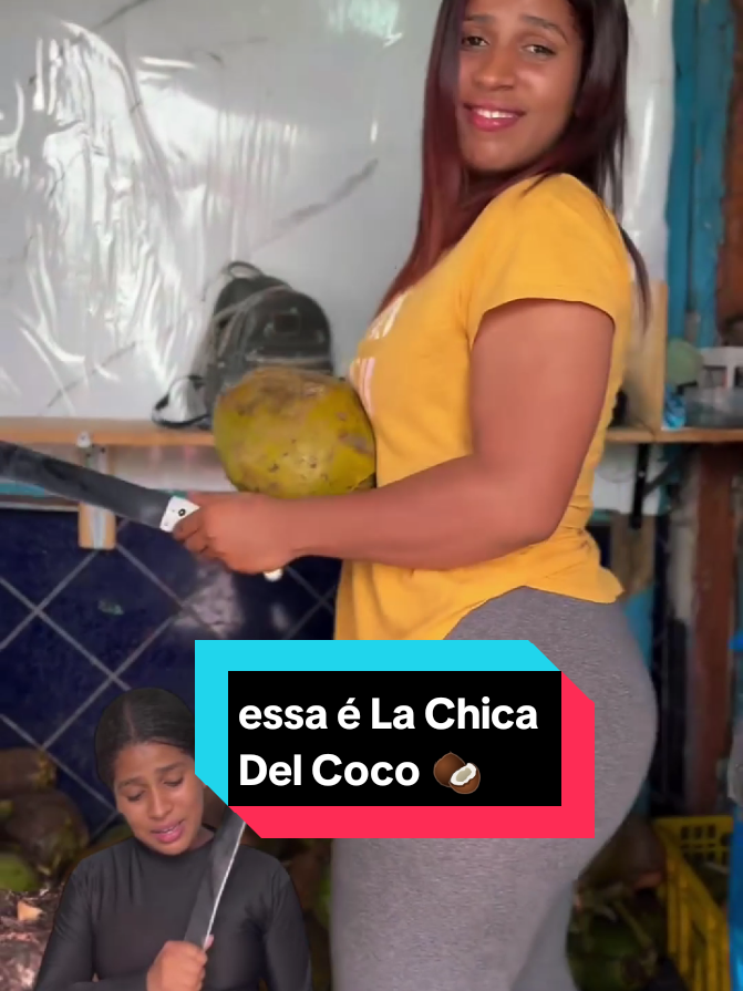 La Chica Del Coco é vendedora de cocos que faz sucesso nas ruas da República Dominicana #coco #vendedor #comercio 