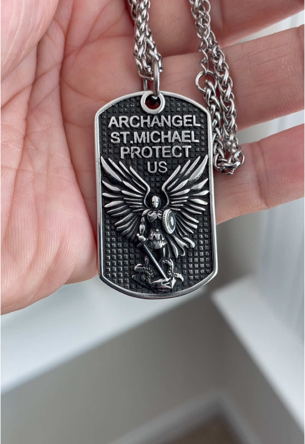 St Michael Necklace #christiantiktok #jewelry #necklace #archangelmichael #tiktokshop 