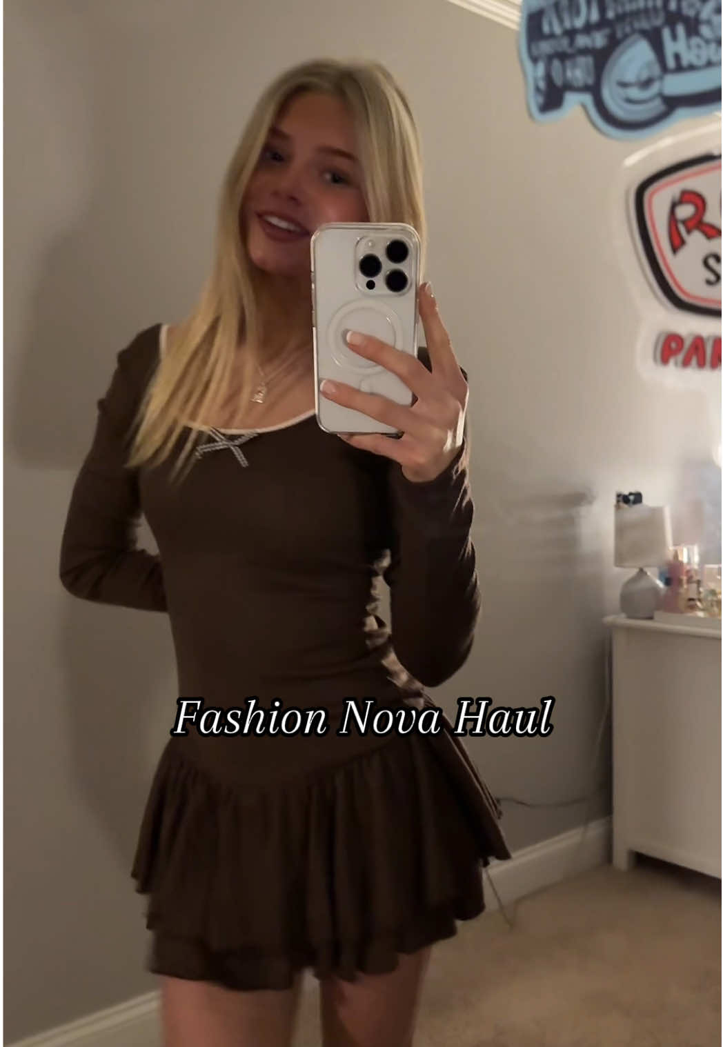 @Fashion Nova try-on haul🤎                                Lisa Long Sleeve Mini Dress - Brown Sunday Affair Bubble Mini Dress - Black #fypシ゚viral #tryonhaul #fashionnova #fashionnovapartner #foryoupage #tryon #haul #dresses 