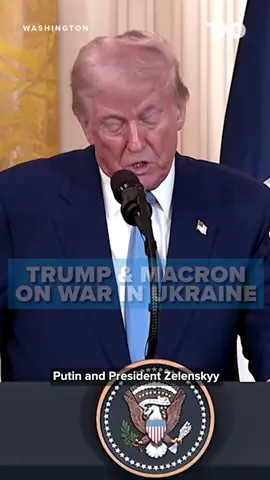 French President Emmanuel Macron, at a joint press conference with U.S. President Donald Trump, said their talks were productive and praised Trump for working with Ukrainian President Volodymyr Zelensky.