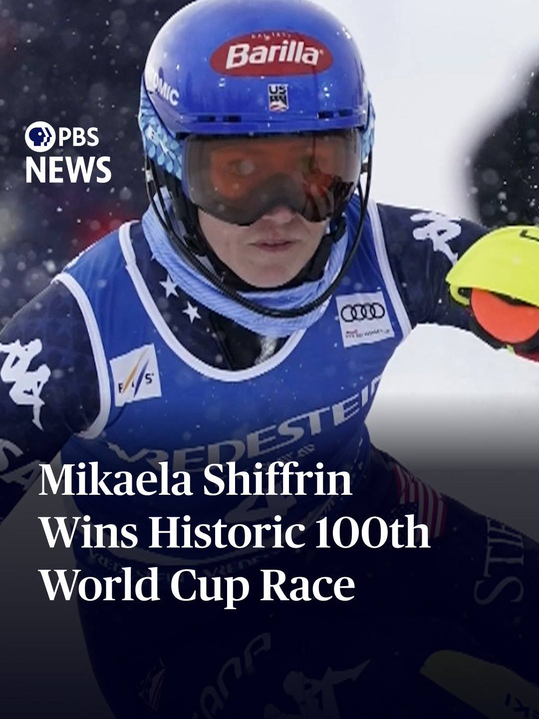 U.S. skiing star Michaela Shiffrin became the first skier to win 100 World Cup races. The milestone came on Sunday when she won a slalom event in Italy by 6/10 of a second. Afterward, Shiffrin thanked her teammates and competitors for their support. She only returned to competition three weeks ago after recovering from a serious accident in November. No other downhill skier, male or female, has ever won more than 86 World cup races. #ski #skiing #record #news #pbs #pbsnews