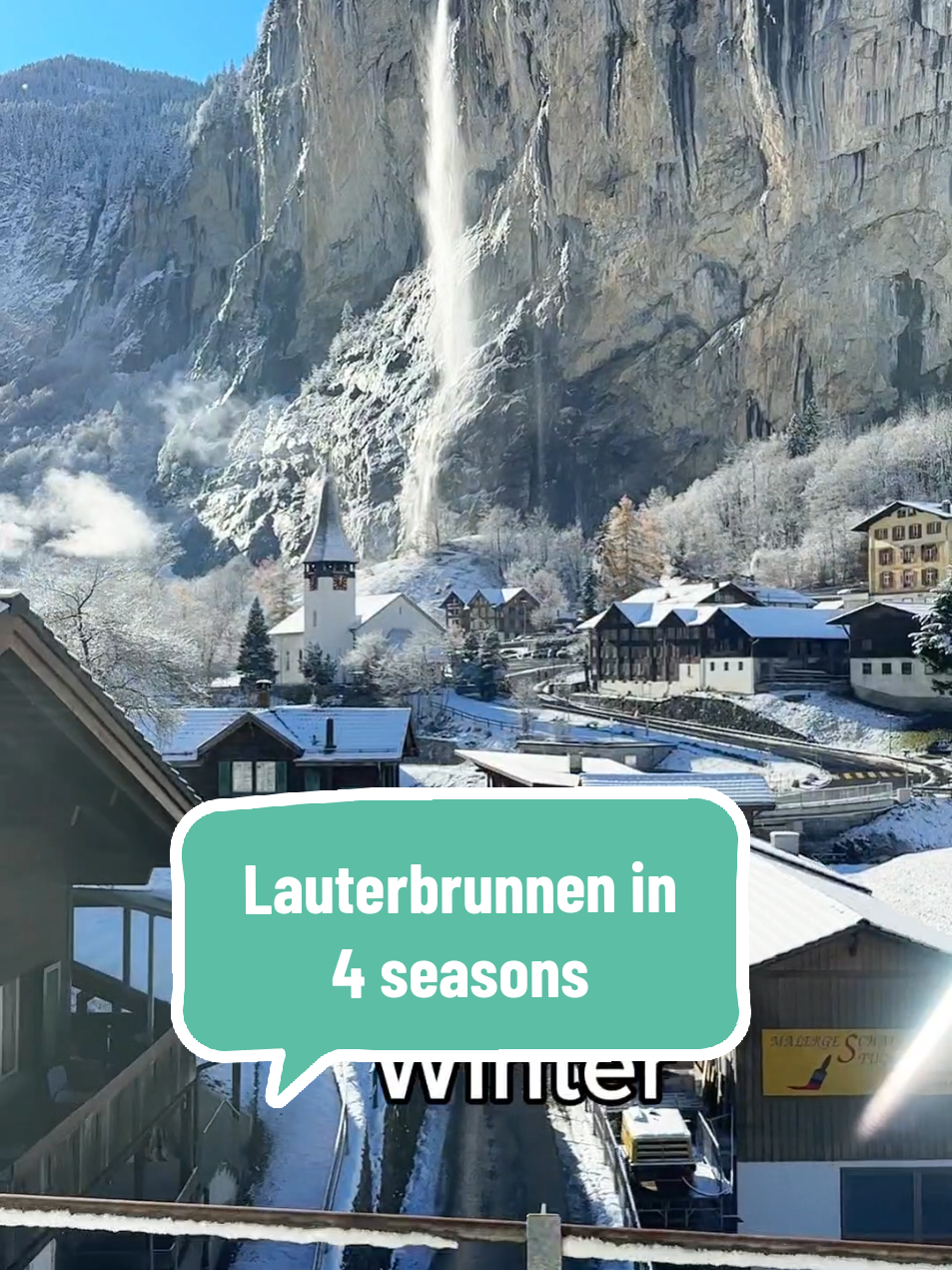 Lauterbrunnen in four seasons #switzerland #แขพาเที่ยว #lauterbrunnen #nature #train 