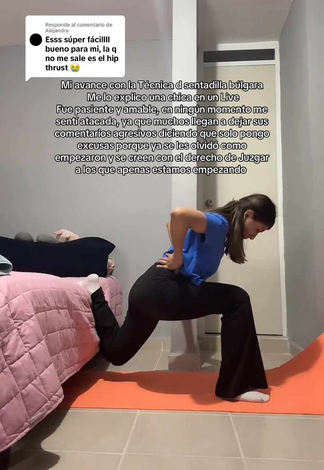 Respuesta a @Alejandra elegí tu comentario para subir como realize la técnica de la sentadilla búlgara💖 tengo más de un mes practicándola espero haberla mejorado 🤧  (es grabado de mi último Live)  #live #ejercicioencasa #sentadillabulgara #tecnica #ejercicios 
