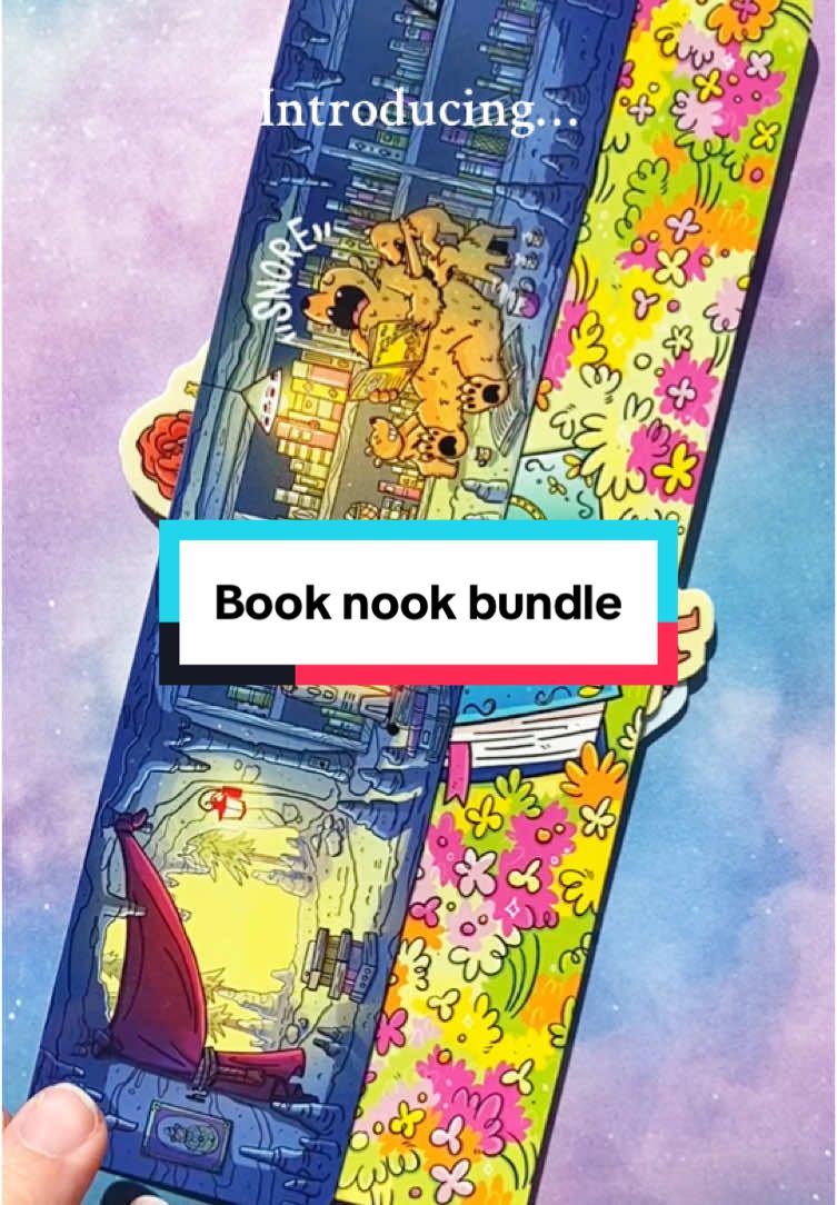 Celebrate your love for books with this limited-edition early release bundle! The Book Nook Bundle includes 2 beautifully illustrated bookmarks and 8 whimsical stickers inspired by all things bookish. Featuring cozy scenes, adorable animals, and a touch of humor, these items are perfect for decorating your journals, planners, or even gifting to fellow book lovers. What's Inside: 📚 2 Bookmarks: A cuddly bear family reading in their snuggly cave A magical book resting in a meadow of blooming flowers ✨ 8 Stickers: A donut box packed with a tasty twist — books! A holographic book shining with starry dreams Dinosaurs bursting to life from the pages of a book 