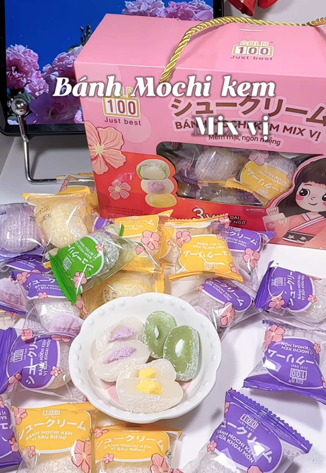 Bánh mochi kem mix vị ăn siu ngonn 😋 #mochikem #mochikemmixvi #mochi #🌿 