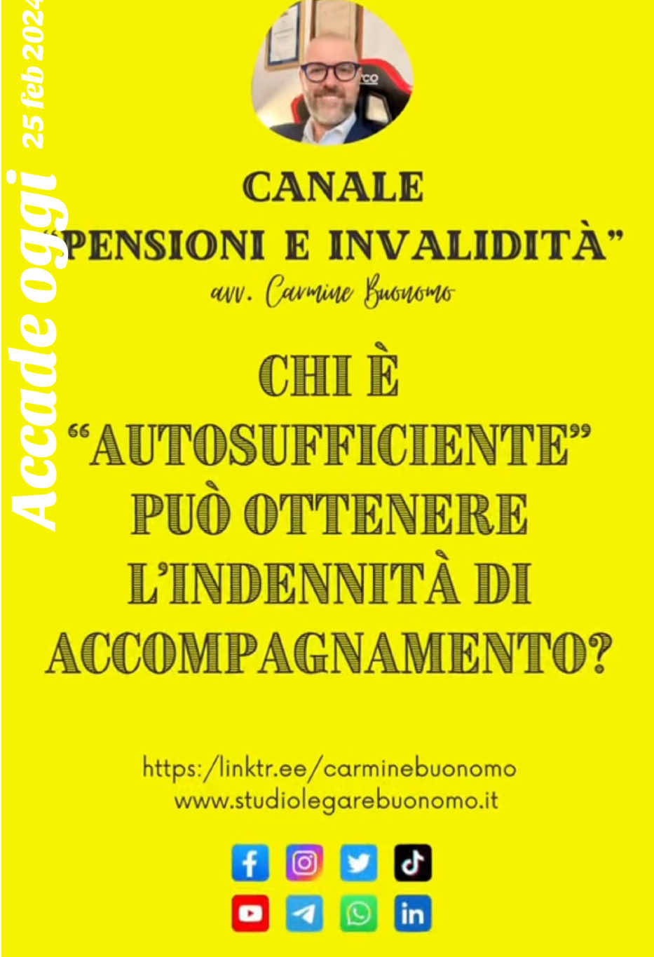 #accadeoggi #indennitàdiaccompagnamento #inps #disabilità #handicap #pensioni #invalidità #pensioniinvalidità #carminebuonomo #avvocatoprevidenzialista 