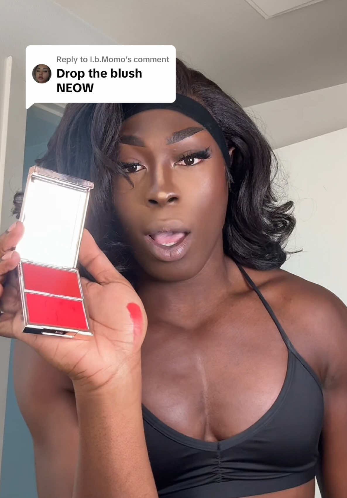Replying to @I.b.Momo it was SO red I was nervous 💀 the switch up at the end 😂 #redblush #patrickta #makeup 