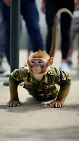 #viral #viralvideo #foryou #trend #tiktok #pageforyou #monkey #singe #cute #animaux #fyp #Love #militaire #pompe #traction #armée 